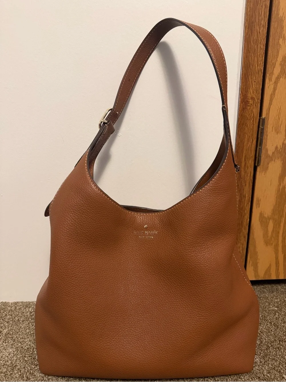 kate spade Brown Pebbled Leather Shoulder Bag with Matching Wallet